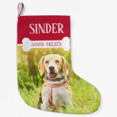 Fun Dog Photo and Name Persoonlijk Kleine Kerstsok (Voorkant)