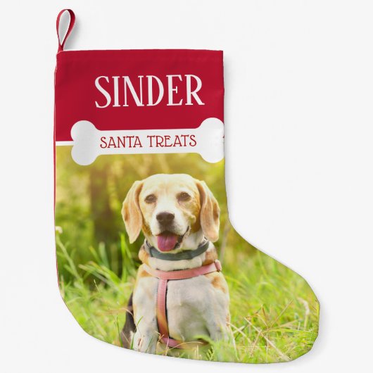 Fun Dog Photo and Name Persoonlijk Kleine Kerstsok (Voorkant)