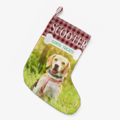 Fun Dog Red Pset Fotonaam op maat Kleine Kerstsok (Voorkant (Hangend))