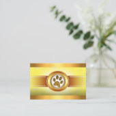 Fun Dog Walker Pet Sitter Gold Paw Visitekaartje (Staand voorkant)