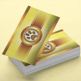 Fun Dog Walker Pet Sitter Gold Paw Visitekaartje