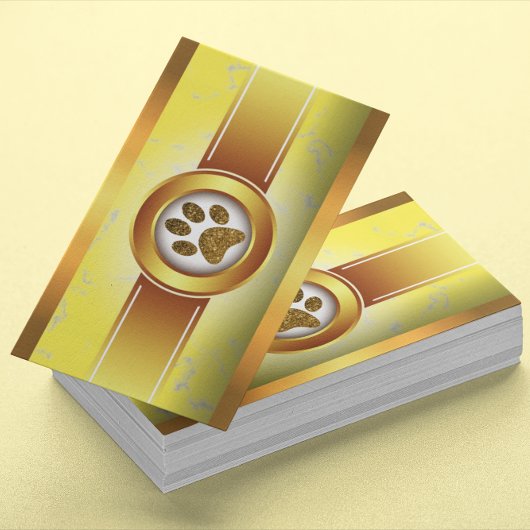 Fun Dog Walker Pet Sitter Gold Paw Visitekaartje