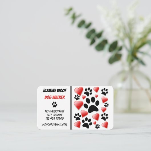 Fun Dog Walker Pet Sitter Visitekaartje (Staand voorkant)