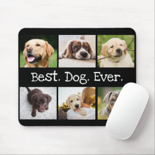 Fun Dogs 6 Photo Collage Best Dog Ever Black White Muismat