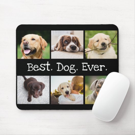 Fun Dogs 6 Photo Collage Best Dog Ever Black White Muismat (Met muis)