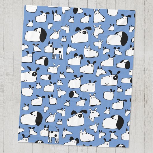 Fun Dogs Blue Fleece Deken