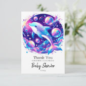 Fun Dolphin Baby shower Bedankkaart (Staand voorkant)