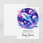 Fun Dolphin Baby shower Bedankkaart (Voorkant / Achterkant)