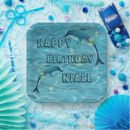 Fun Dolphin en Bubbles Papieren Bordje