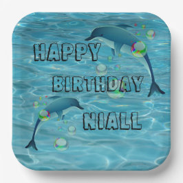 Fun Dolphin en Bubbles Papieren Bordje