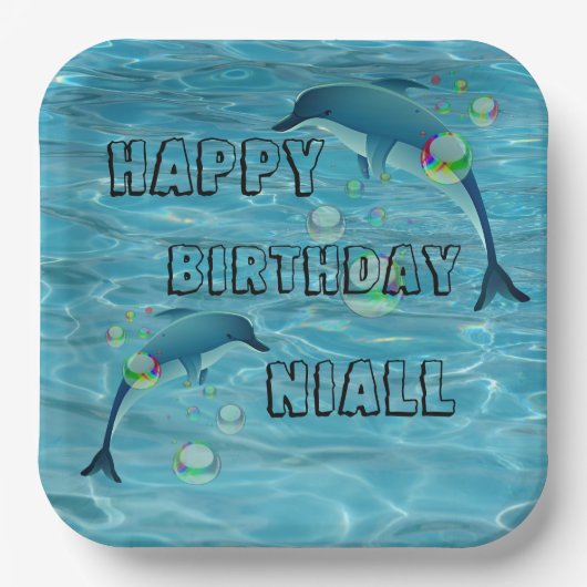 Fun Dolphin en Bubbles Papieren Bordje (Voorkant)