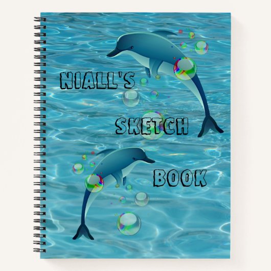 Fun Dolphins en Bubbles Notitieboek (Voorkant)