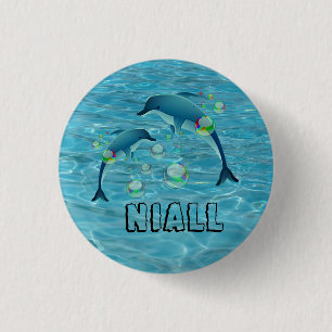 Fun Dolphins en Bubbles Ronde Button 3,2 Cm