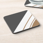 Fun Donkergrijs Mocha Bruin Wit Racing Stripes Bier Onderzetter (Linkerzijde)