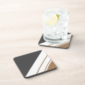 Fun Donkergrijs Mocha Bruin Wit Racing Stripes Bier Onderzetter (Rechterzijde)