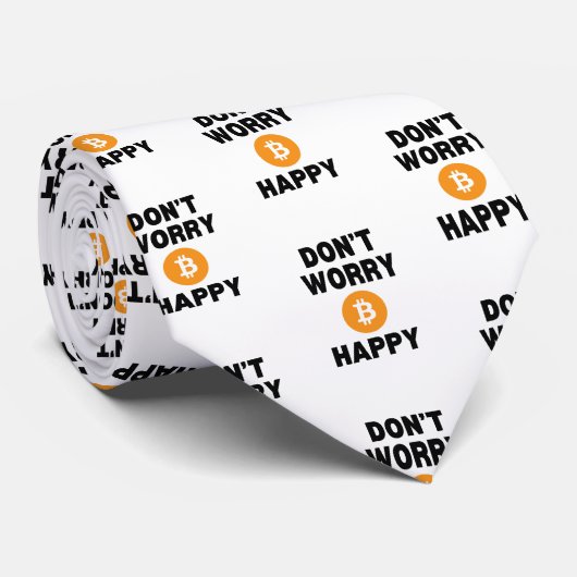 Fun DON'T WORRY B(ITCOIN) HAPPY BITCOIN Stropdas (Opgerold)