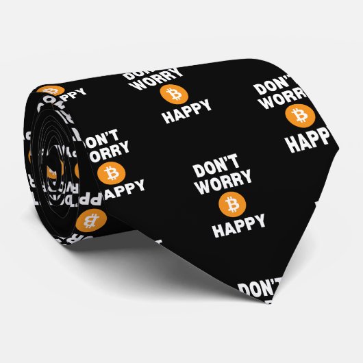 Fun DON'T WORRY B(ITCOIN) HAPPY BITCOIN Stropdas (Opgerold)