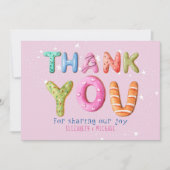 Fun Donut Letter Blush Pink Sage Green DANK U Kaart (Voorkant)