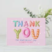 Fun Donut Letter Blush Pink Sage Green DANK U Kaart (Staand voorkant)