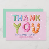 Fun Donut Letter Blush Pink Sage Green DANK U Kaart (Voorkant / Achterkant)