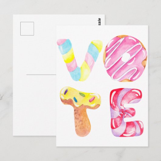 Fun Donuts and Snoep Go Vote Briefkaart (Voorkant / Achterkant)