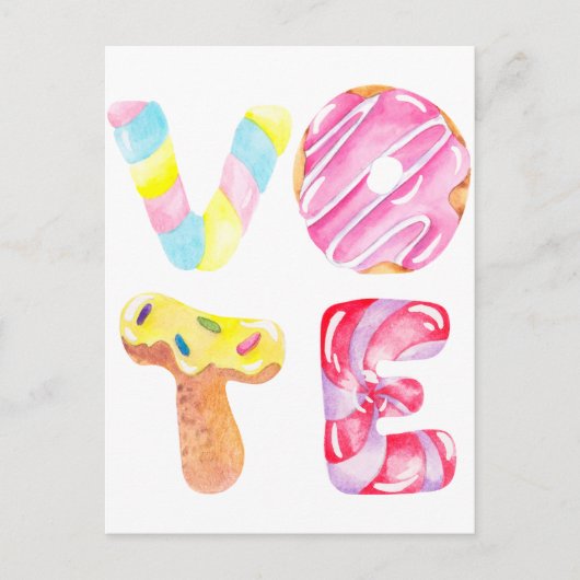 Fun Donuts and Snoep Go Vote Briefkaart (Voorkant)