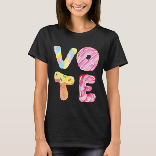Fun Donuts and Snoep Go Vote T-shirt (Voorkant)