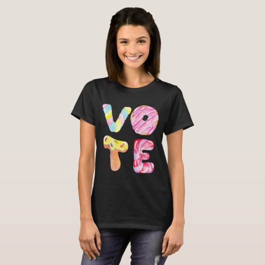 Fun Donuts and Snoep Go Vote T-shirt (Voorkant volledig)