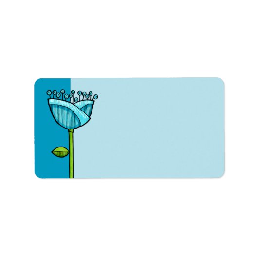 Fun Doodle Bloemen blauw roze Etiket (Voorkant)