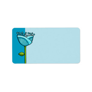 Fun Doodle Flowers blauw roze Etiket