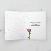 Fun Doodle Flowers blauw roze stippen Moederdag Kaart (Binnen)