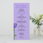 Fun Doodle Flowers paars oranje Weddenschap Menu (Staand voorkant)