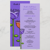 Fun Doodle Flowers paars oranje Weddenschap Menu (Voorkant / Achterkant)