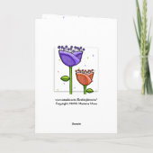 Fun Doodle Flowers paars sinaasappel stippen Birth Kaart (Achterkant)