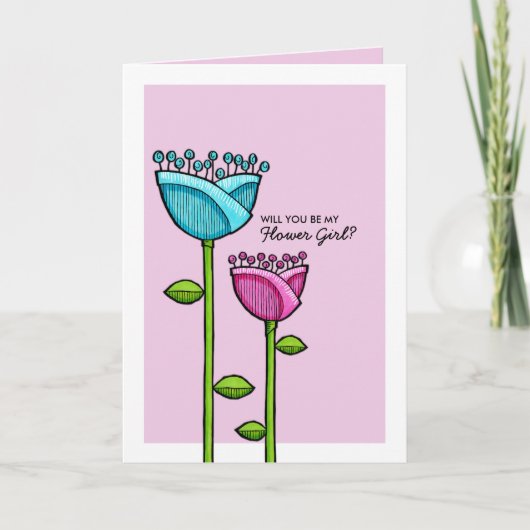 Fun Doodle Flowers roze blauw Wees Mijn Bloemenmei (Voorkant)