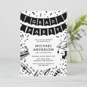 Fun Doodle Graduation Party Kaart (Staand voorkant)