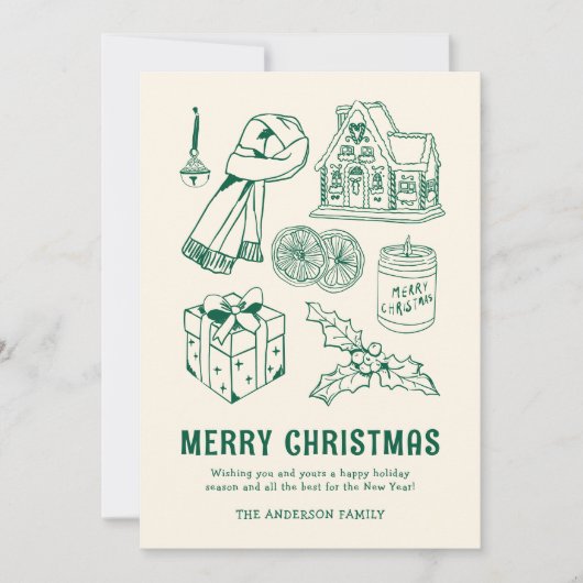 Fun Doodle Non-Photo Christmas Feestdagenkaart (Voorkant)