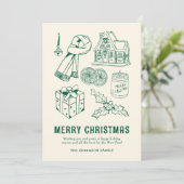 Fun Doodle Non-Photo Christmas Feestdagenkaart (Staand voorkant)