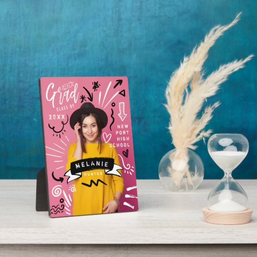 Fun Doodle Sketch Magazine Hoesje Girl Afstudeerde Fotoplaat (Zijkant)