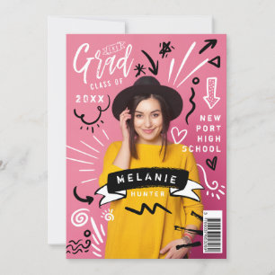 Fun Doodle Sketch Magazine Hoesje Girl Afstudeerde Kaart
