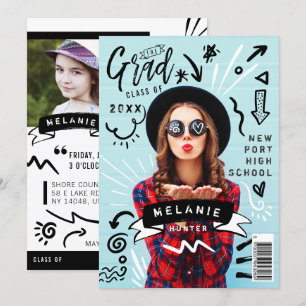 Fun Doodle Sketch Magazine Hoesje Girl Afstudeerde Kaart
