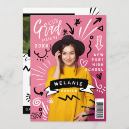 Fun Doodle Sketch Magazine Hoesje Girl Afstudeerde Kaart