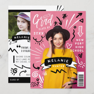 Fun Doodle Sketch Magazine Hoesje Girl Afstudeerde Kaart