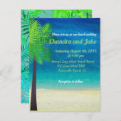 Fun dreamy strand trouwuitnodiging briefkaart (Voorkant / Achterkant)