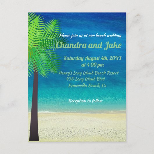 Fun dreamy strand trouwuitnodiging briefkaart (Voorkant)