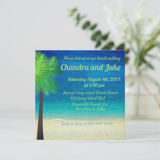 Fun dreamy strand trouwuitnodiging kaart (Staand voorkant)