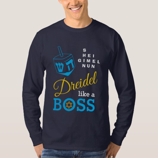 Fun Dreidel als een Boss Hanukkah T-shirt (Voorkant)