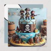 FUN DRIE PIRATEN THEMA VERJAARDAGSTAART KAART (Voorkant / Achterkant)