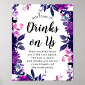 Fun Drinken op US Open Bar Wedding Reception Sign Poster (Voorkant)