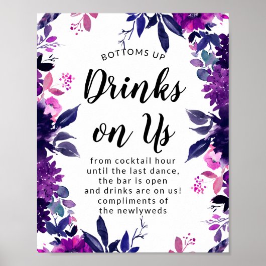 Fun Drinken op US Open Bar Wedding Reception Sign Poster (Voorkant)